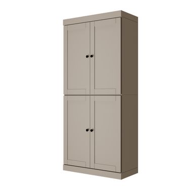 32 Inch Pantry Cabinet with Shaker Doors and Adjustable Shelves In Beige
