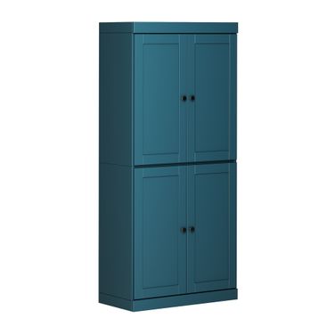 Solid Wood 32" Pantry Cabinet With Shaker Doors And Adjustable Shelves In Black