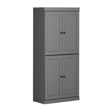 Solid Wood 32" Pantry Cabinet With Shaker Doors And Adjustable Shelves In Gray