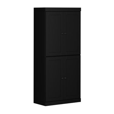 Solid Wood 32" Pantry Cabinet With Shaker Doors And Adjustable Shelves In Java