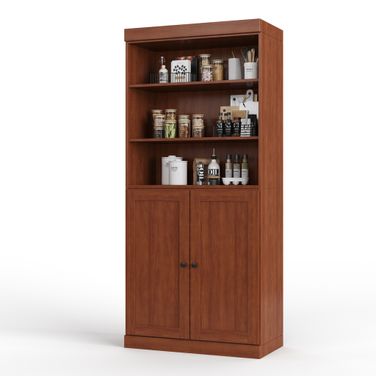 Solid Wood 32" Pantry Cabinet With Shaker Doors And Adjustable Shelves In Mocha