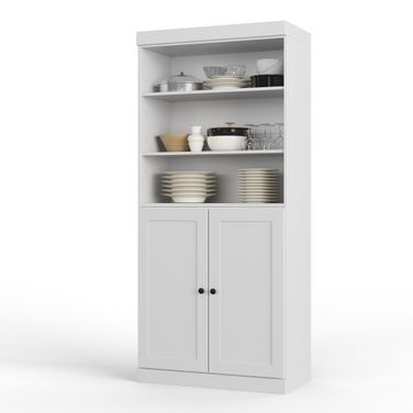 Solid Wood 32" Pantry Cabinet With Shaker Doors And Adjustable Shelves In White