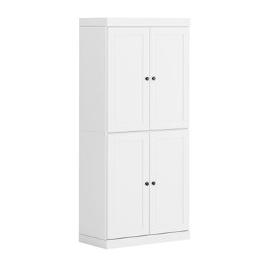 Solid Wood 32" Pantry Cabinet With Shaker Doors And Adjustable Shelves In White