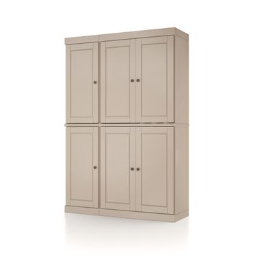 Solid Wood 48.5" Pantry Cabinet With Raised Panel Doors And 2-Drawers In Beige