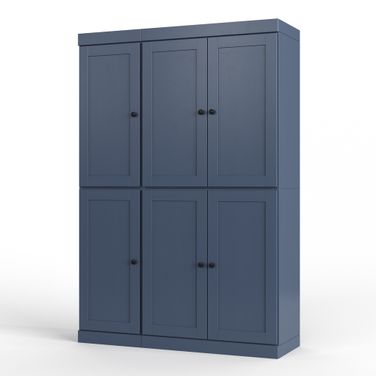 Solid Wood 48.5" Pantry Cabinet With Shaker Doors And 2-Drawers In Antique Blue