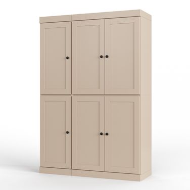 Solid Wood 48.5" Pantry Cabinet With Shaker Doors And 2-Drawers In Beige
