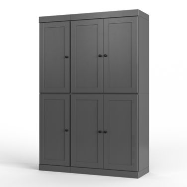 Solid Wood 48.5" Pantry Cabinet With Shaker Doors And 2-Drawers In Gray