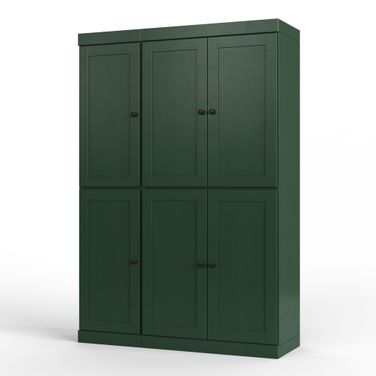 Solid Wood 48.5" Pantry Cabinet With Shaker Doors And 2-Drawers In Green