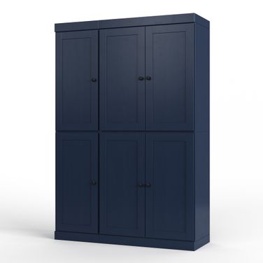 Solid Wood 48.5" Pantry Cabinet With Shaker Doors And 2-Drawers In Navy Blue