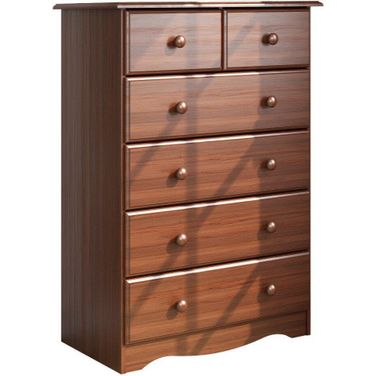 Solid Wood 6-Drawer Chest In Mocha