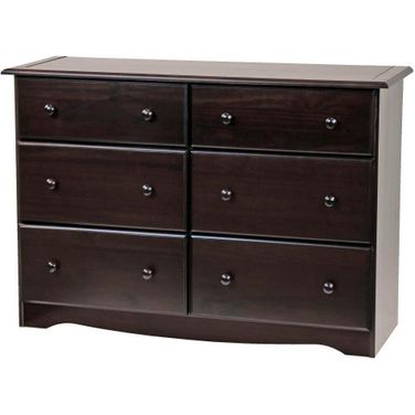 Solid Wood 6-Drawer Double Dresser In Java