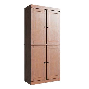 Solid Wood 6-Shelf Bookcase With Raised Panel Doors And Adjustable Shelves In Mocha