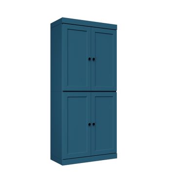Solid Wood 6-Shelf Bookcase With Shaker Doors And Adjustable Shelves In Black