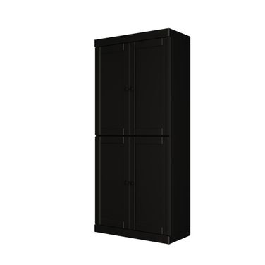 Solid Wood 6-Shelf Bookcase With Shaker Doors And Adjustable Shelves In Java