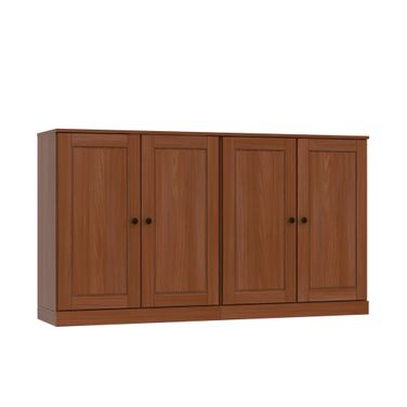 Solid Wood 64" Sideboard With Raised Panel Doors And 4-Drawers In Mocha