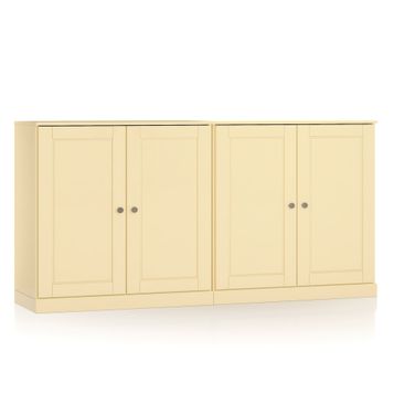 Solid Wood 64" Sideboard With Raised Panel Doors And 4-Drawers In Yellow