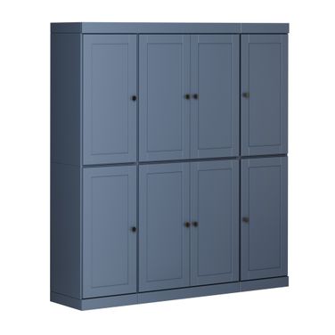 Solid Wood 65" Pantry Cabinet With Shaker Doors And Adjustable Shelves In Antique Blue