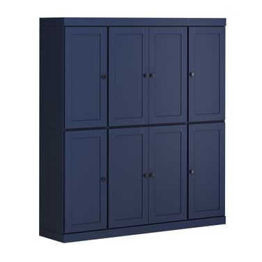 Solid Wood 65" Pantry Cabinet With Shaker Doors And Adjustable Shelves In Navy Blue