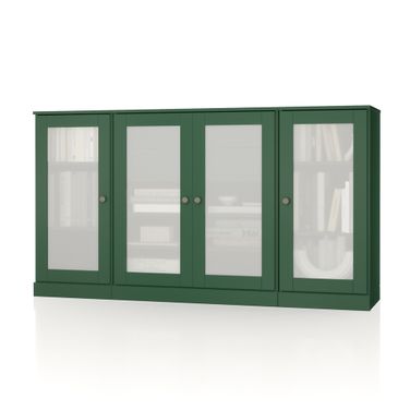 Solid Wood 65" Sideboard With Frosted Glass Doors And 2-Drawers In Green