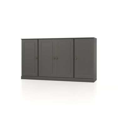 Solid Wood 65" Sideboard With Raised Panel Doors And 2-Drawers In Gray