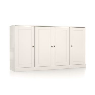 Solid Wood 65" Sideboard With Raised Panel Doors And 2-Drawers In White