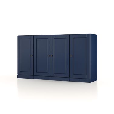 Solid Wood 65" Sideboard With Raised Panel Doors And And Adjustable Shelves In Navy Blue