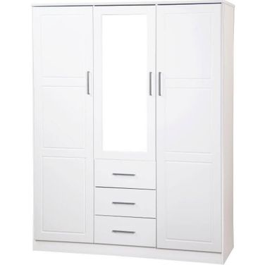 Solid Wood Cosmo Wardrobe With Mirrored Door In White
