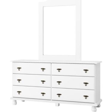Solid Wood Kyle 6-Drawer Double Dresser In White