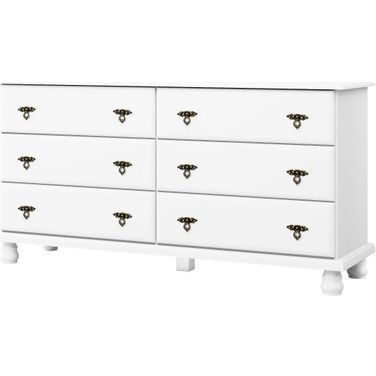 Solid Wood Kyle 6-Drawer Double Dresser In White