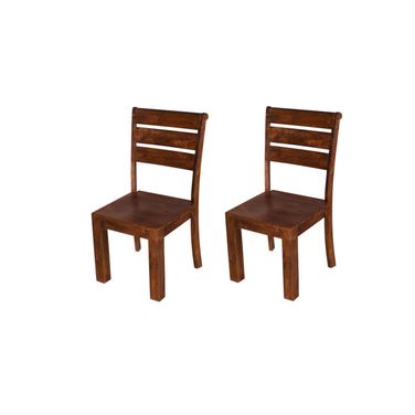 Solid Wood Ladder Back Dining Side Chairs Set of 2 In Brown