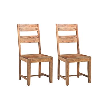Solid Wood Ladder Back Dining Side Chairs Set of 2 In Brown