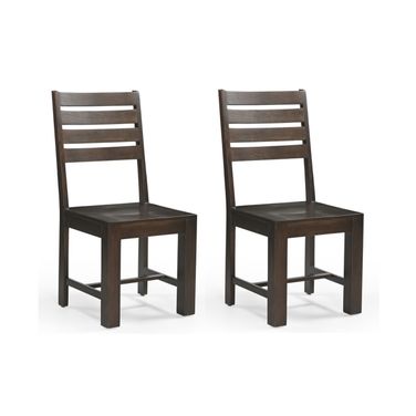 Solid Wood Ladder Back Dining Side Chairs Set of 2 In Brown