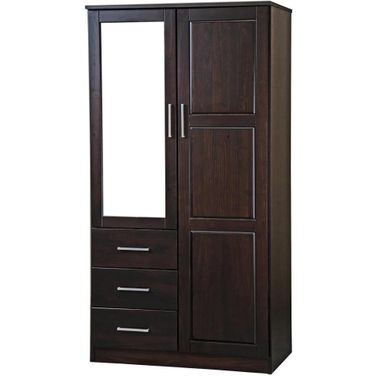 Solid Wood Metro Wardrobe With Mirrored Door In Java