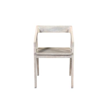 Solid Wood Open Back Dining Arm Chair In White