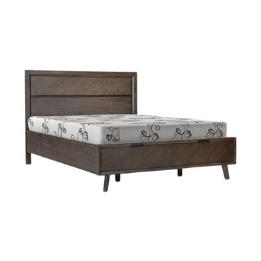 Solid Wood Queen with Two Drawers Bed Frame In Dark Brown
