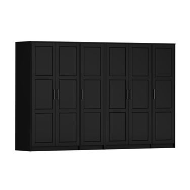 Urban 6-Door Wardrobe with Raised Panel Doors In Black