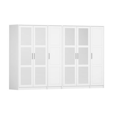 Urban 6-Door Wardrobe with Solid and Mirrored Doors In White