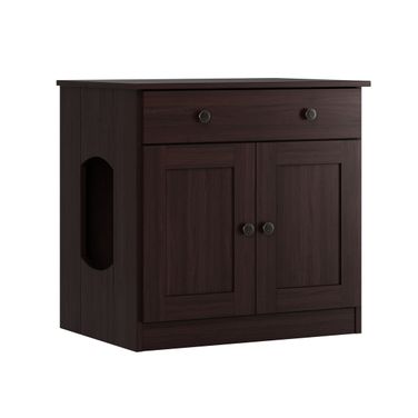 Solid Wood Ziva 2-Door Cat Litter Box Enclosure In Java
