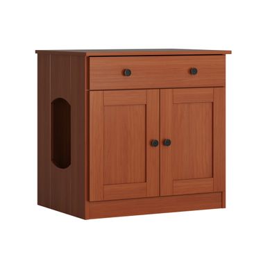 Solid Wood Ziva 2-Door Cat Litter Box Enclosure In Mocha