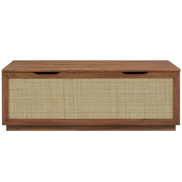 Soma 47 Inch Rattan Storage Bench In Walnut