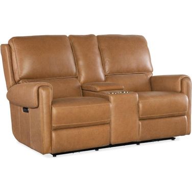 Somers Power Console Loveseat with Power Headrest In Brown