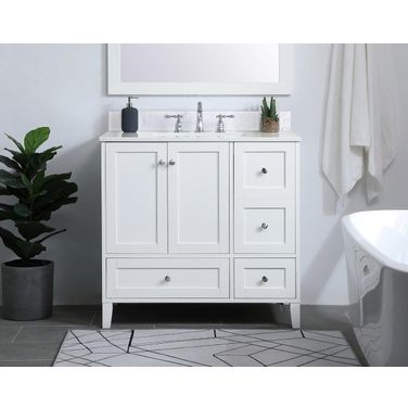Sommerville 36 Inch Single Bathroom Vanity In White With Backsplash