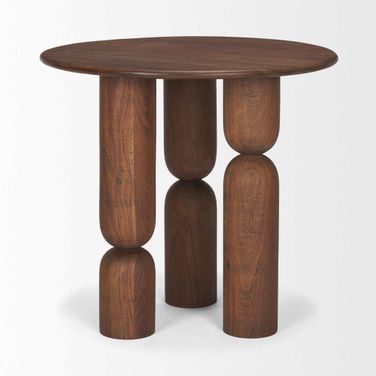 Sonel Pedestal Medium Acacia Wood Foyer Table In Brown