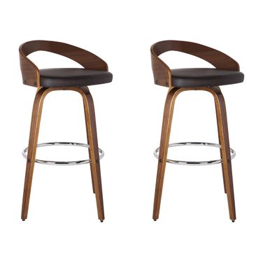 Sonia 26 Inch Counter Height Swivel Bar Stool Set of 2 In Brown and Walnut