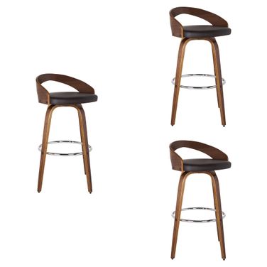 Sonia 26 Inch Counter Height Swivel Bar Stool Set of 3 In Brown and Walnut