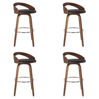 Sonia 26 Inch Counter Height Swivel Bar Stool Set of 4 In Brown and Walnut