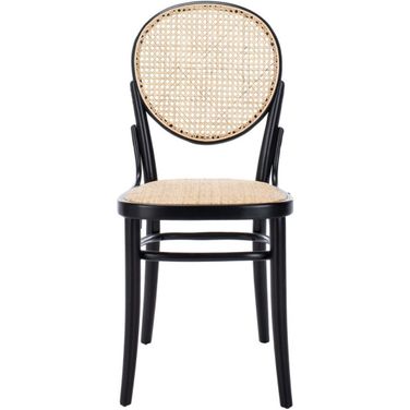 Sonia Black and Natural Cane Dining Chair Set of 2