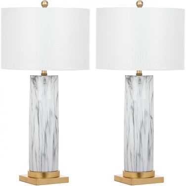 Sonia Brown Faux Marble Table Lamp Set of 2
