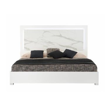Sonia King Bed In White and Grey