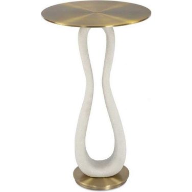 Sonia Modern Accent Table In White and Brass